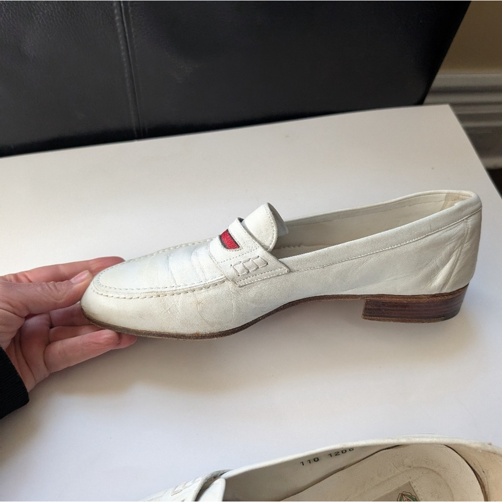 Gucci Vintage White Loafers with Red Accent Size 40.5 In VGUC - Picture 12 of 12